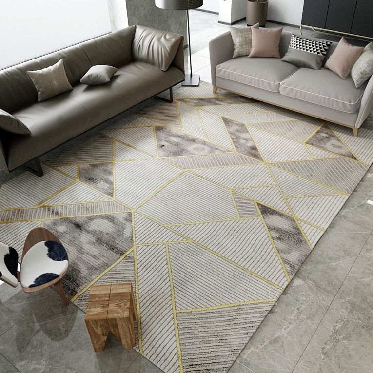 Blue Modern Rug Polyester Abstract Carpet Non-Slip Backing Area Carpet for Home Decoration