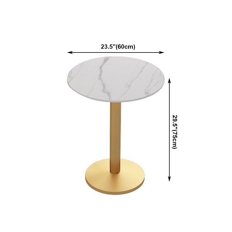 Traditional Luxury Dining Table White Sintered Stone Table with Gold Metal Base