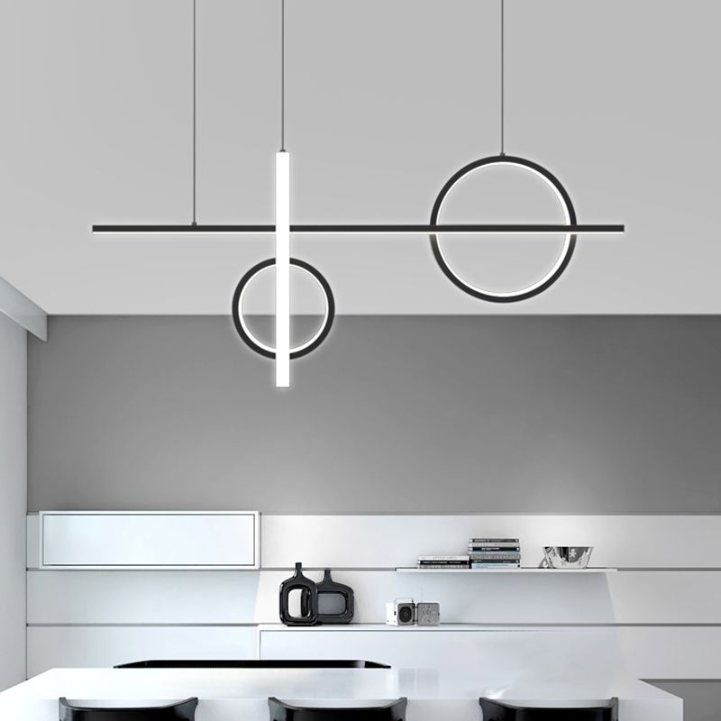 Crossed Island Pendant Light Novelty Minimalist Acrylic Black LED Suspension Light
