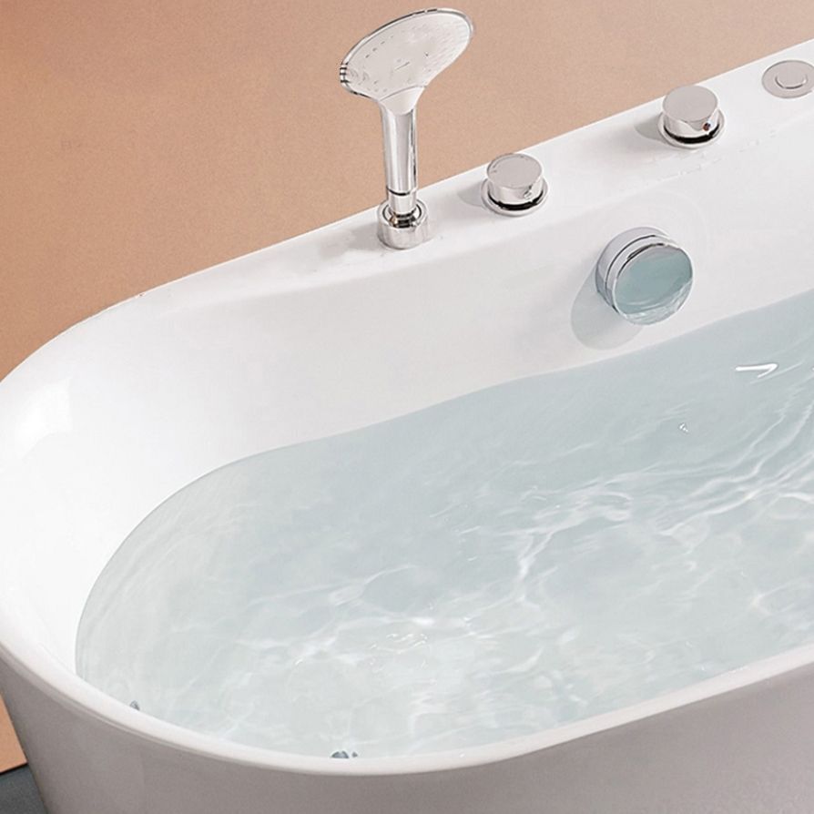 Acrylic Freestanding Bathtub Oval Modern Back to Wall Soaking Bath