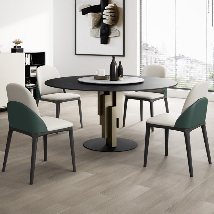 Contemporary Round Dining Table Sintered Stone Top Pedestal Table