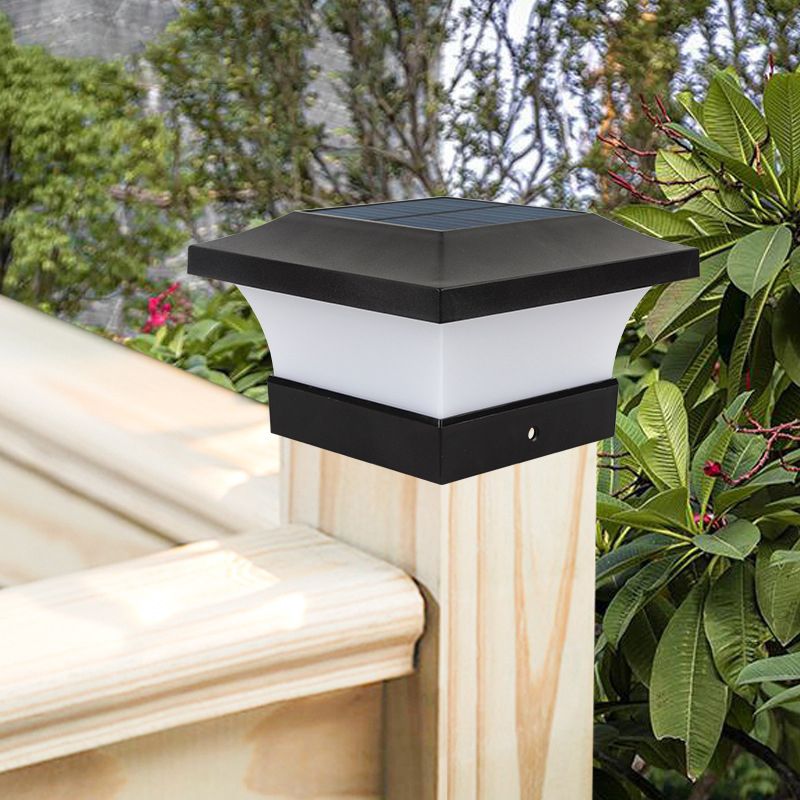 Black Contemporary Metal Pillar Lamp Square Shape Outdoor Waterproof Light
