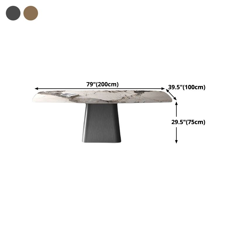 Moderner Esstischstein Tisch mit Edelstahl -Sockelbasis