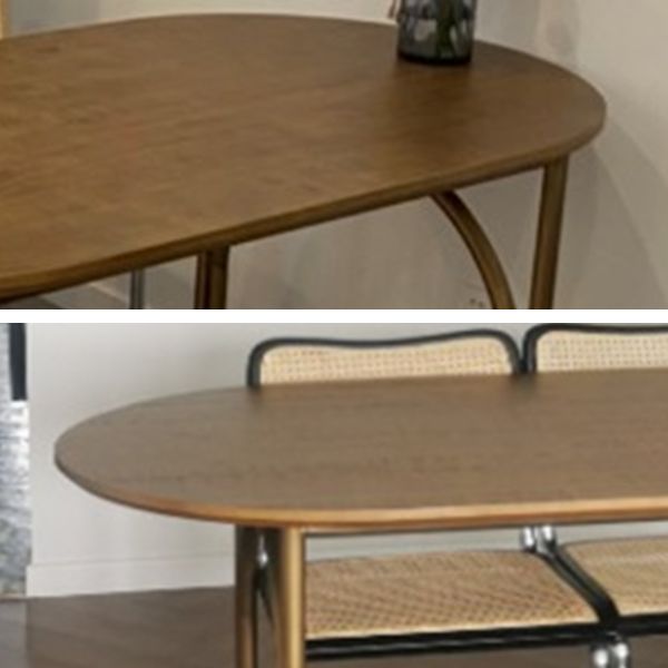 Mesa moderna de madera de pino para restaurante, mesa de comedor interior ovalada con 4 patas