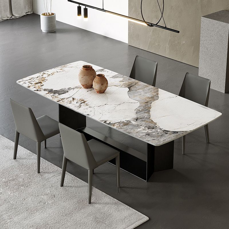 Traditional Luxury Dining Table Black and White Marble Rectangle Dining Table for Home