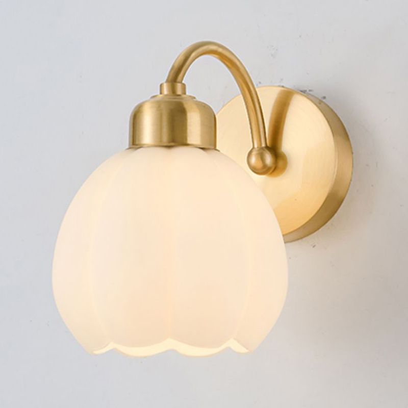 Dome Shape Glass Vanity Light Modern Style 1 Light Vanity Light Fixture in Gold