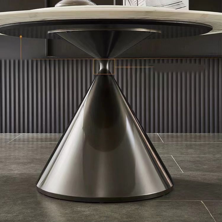 Modern Round Dining Table Stone Dining Table with Metal Pedestal