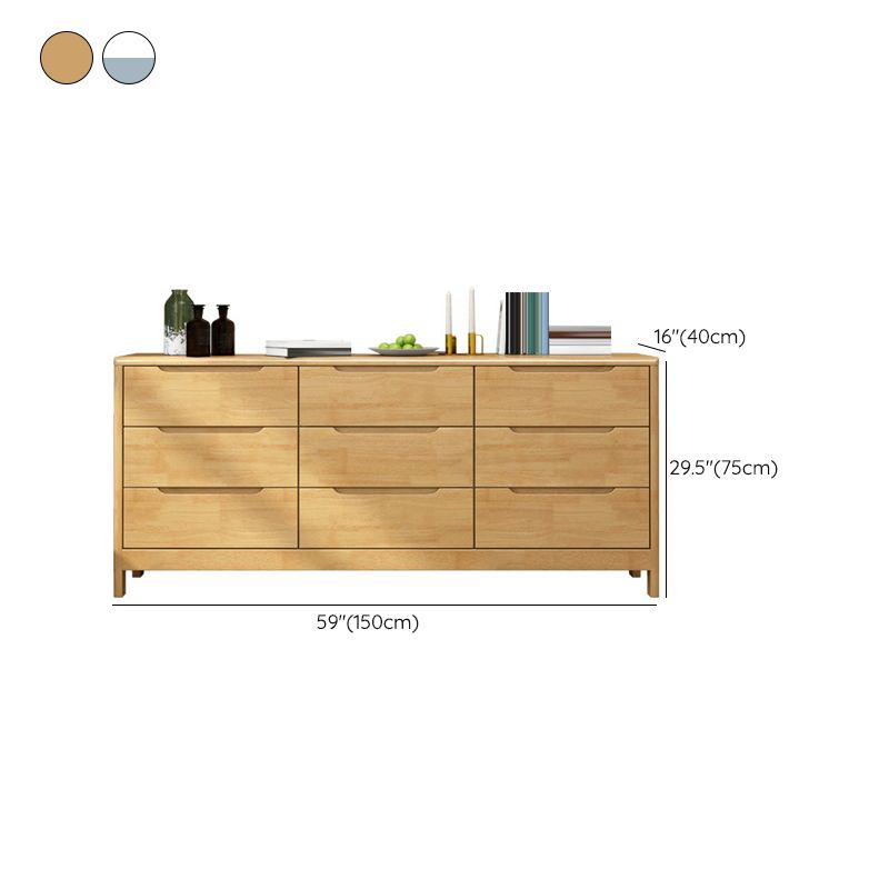 Ultra-Modern Rubberwood Double Dresser Horizontal Storage Chest Dresser for Bedroom