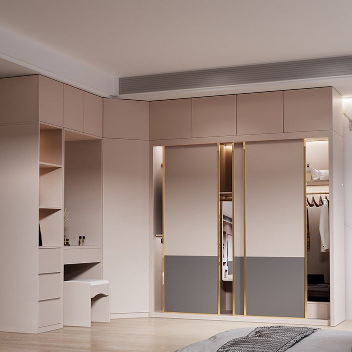 Contemporary Style Wardrobe Wooden Bedroom Wardrobe Closet with Shelves