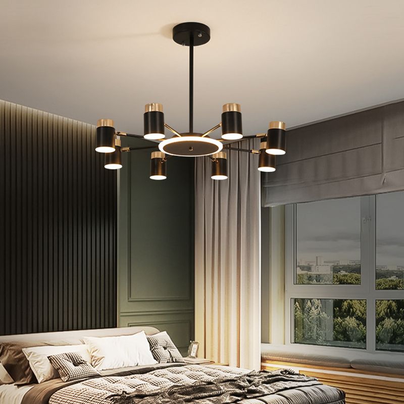 Metal Starburst Chandelier Pendant Light Minimalist Style LED Hanging Light Fixture in Black