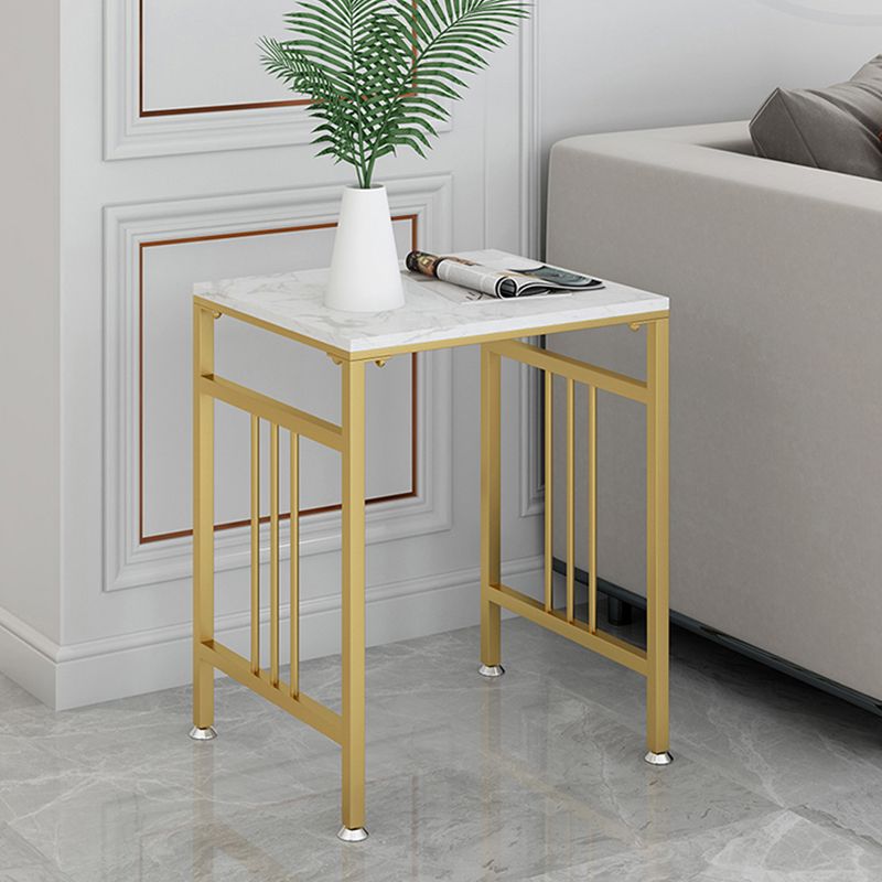 Modernistic Square Slate Top Side Table Metal 4 Legs End Table