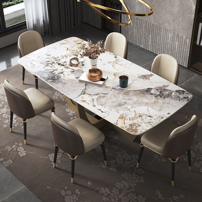 Luxurious Sintered Stone Top Dining Set Rectangle 1/4/5/6/7 Pieces Dining Table Set