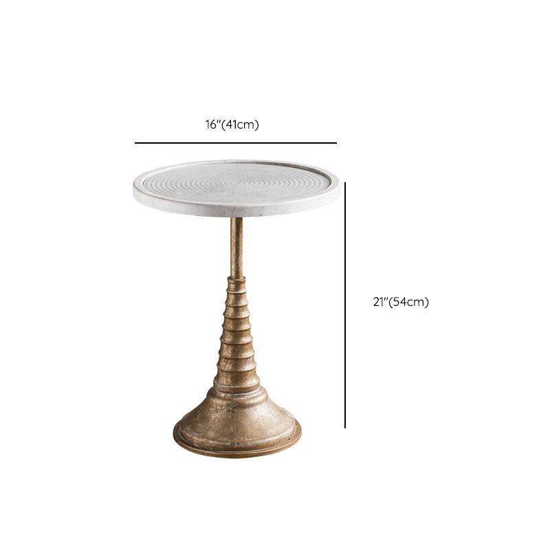 French Rustic Round End Table Metal Pedestal Accent Side Table