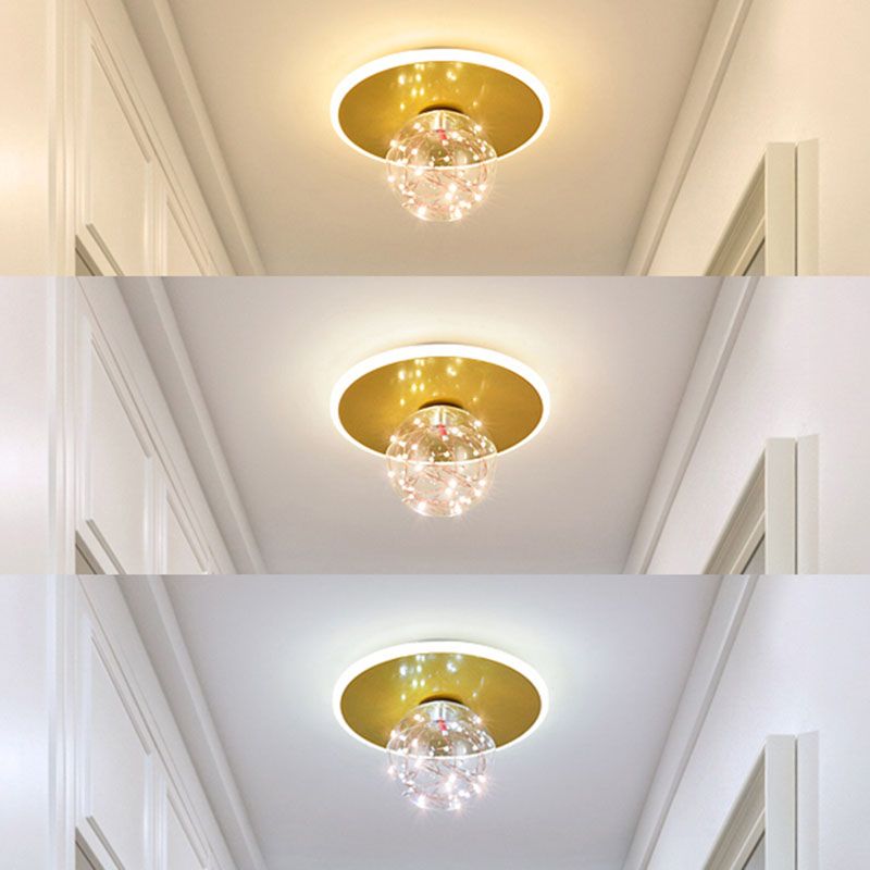 Global Glass Plafonnier moderne à 1 lumière à montage encastré à LED pour couloir