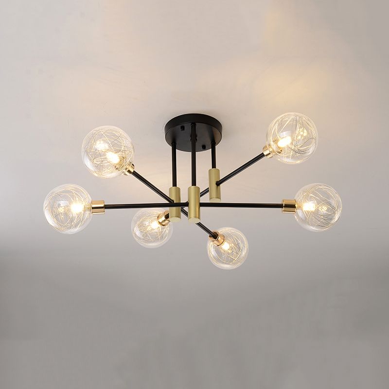 Modern Simple Ceiling Light Ball Shape Glass Shade Ceiling Lamp for Bedroom