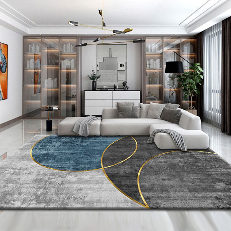 Minimalist Living Room Rug Multi Color Plant Printed Indoor Rug Non-Slip Backing Stain-Resistant Easy Care Area Carpet