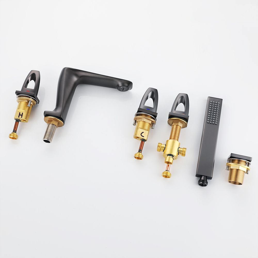 Modern Bathtub Faucet Flush Mounted Shower Head Rod Handle Faucet