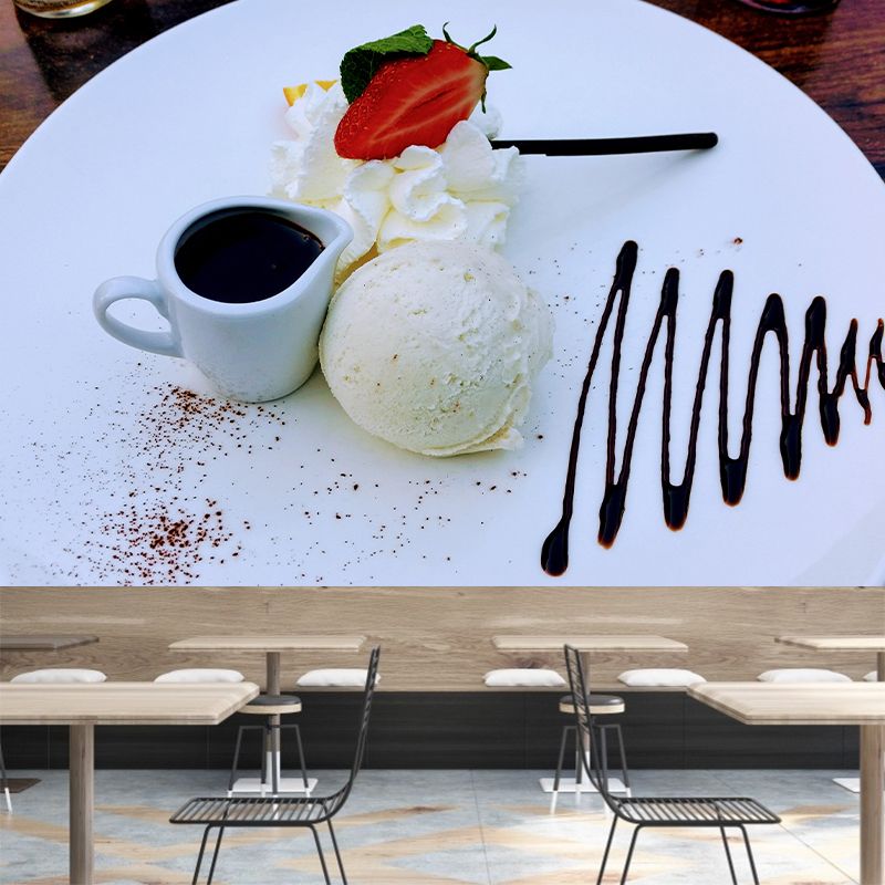 Contemporary Ice Cream Dessert Mural Wall Covering for Dessert Shop