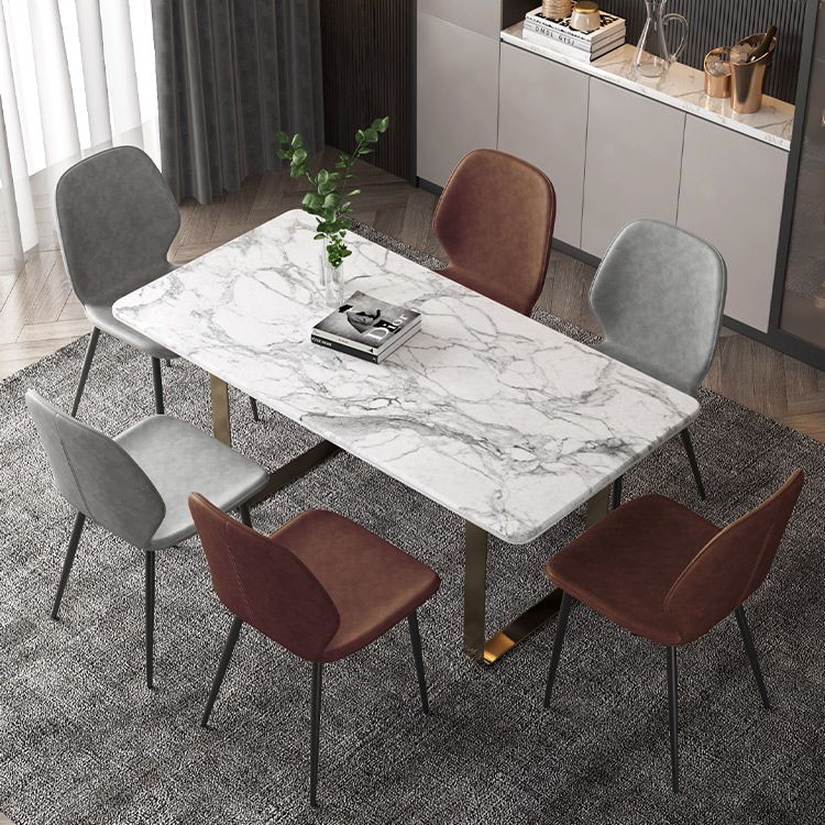 Faux Leather Contemporary Dining Room Chair Matte Finish Solid Back Dining Chairs