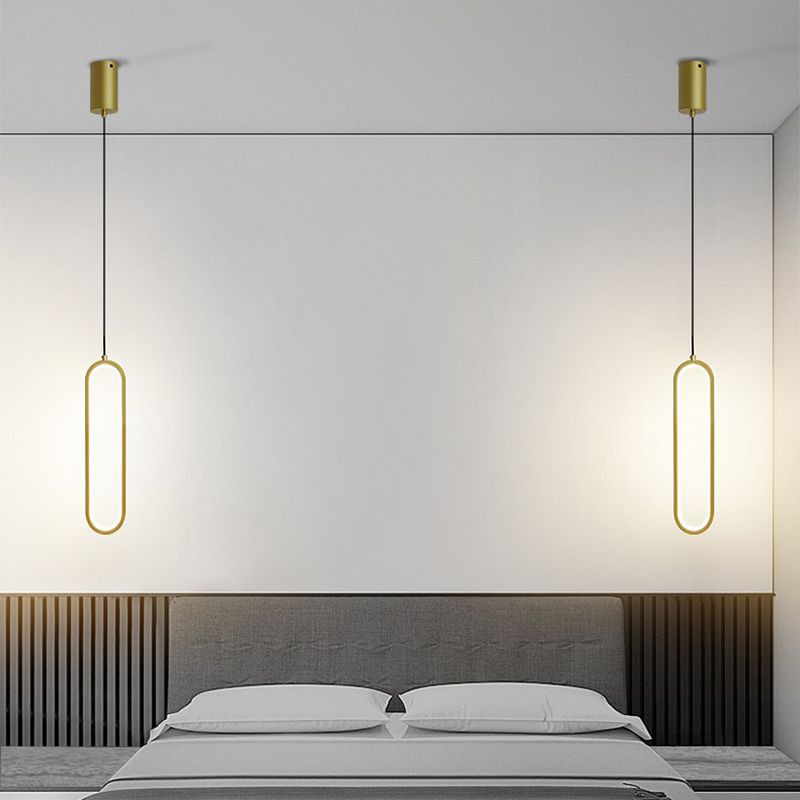 Contemporary Oval Shape Pendant Light Aluminum LED Hanging Pendant for Living Room