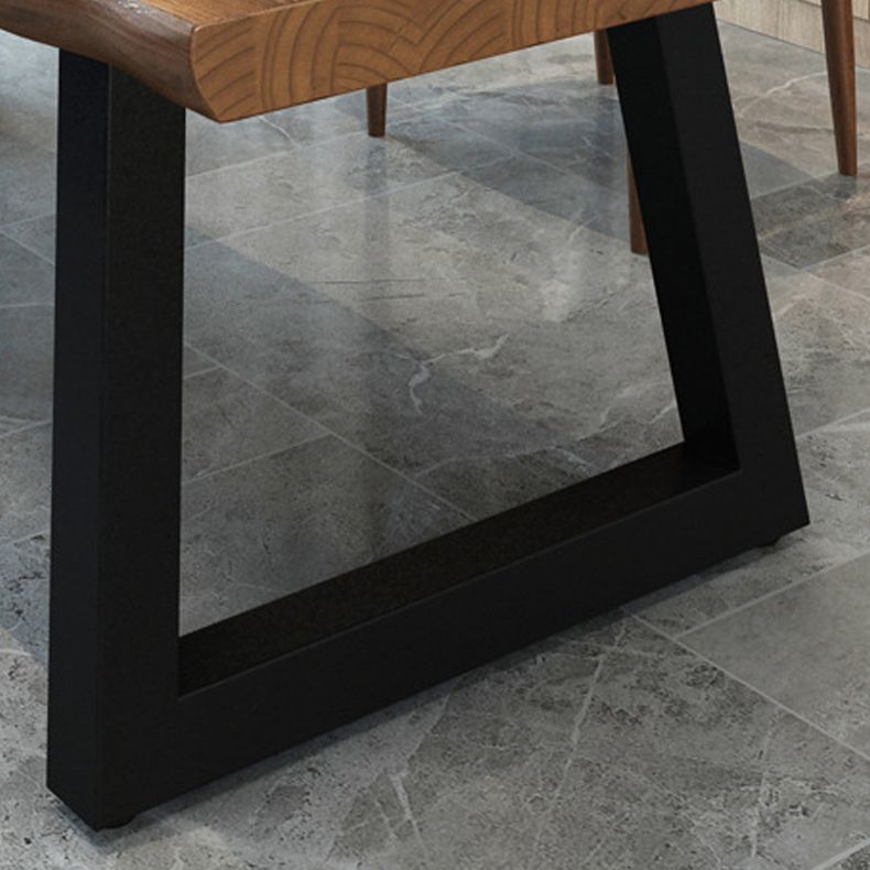 Pine Wood Top Dining Table Industrial Rectangle Table with Sled Base