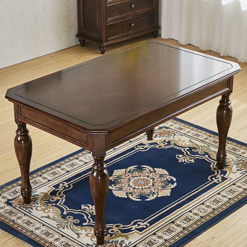 Mid-Century Dining Table Rectangle Solid Wood 4 Legs Dining Table for Home Use