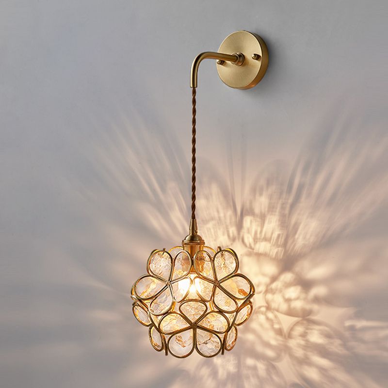 1 Light Unique Glass Wall Light Modern Style Wall Mount Light Fixture