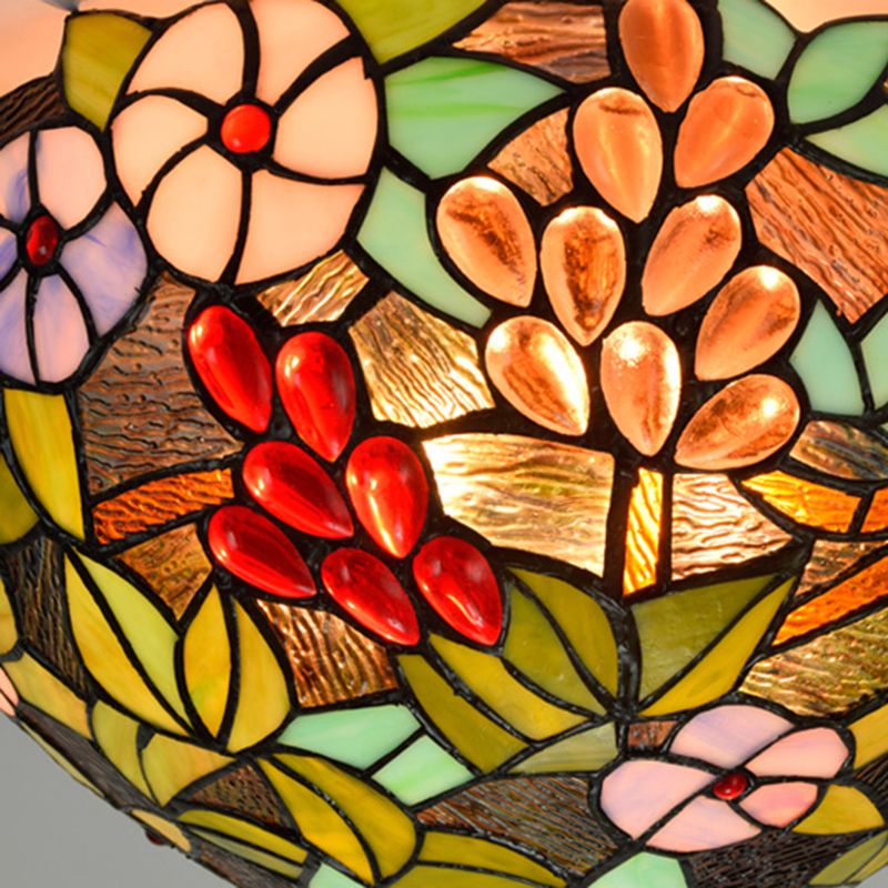 3 Lights Ceiling Fixture Tiffany Style Glass Flush Mount Lamp