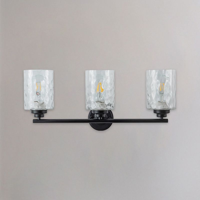 Industrial Metal Wall Light Black 3 Lights Wall Sconce with Glass for Living Room