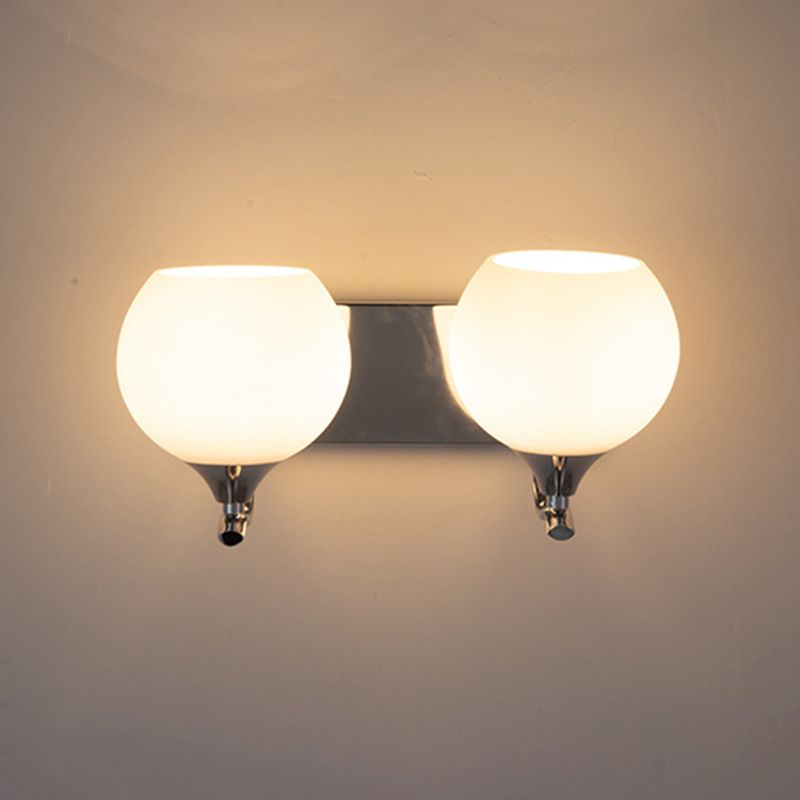 Modernism 1/2-Light Chrome Vanity Light Glass Shaded Bath Bar