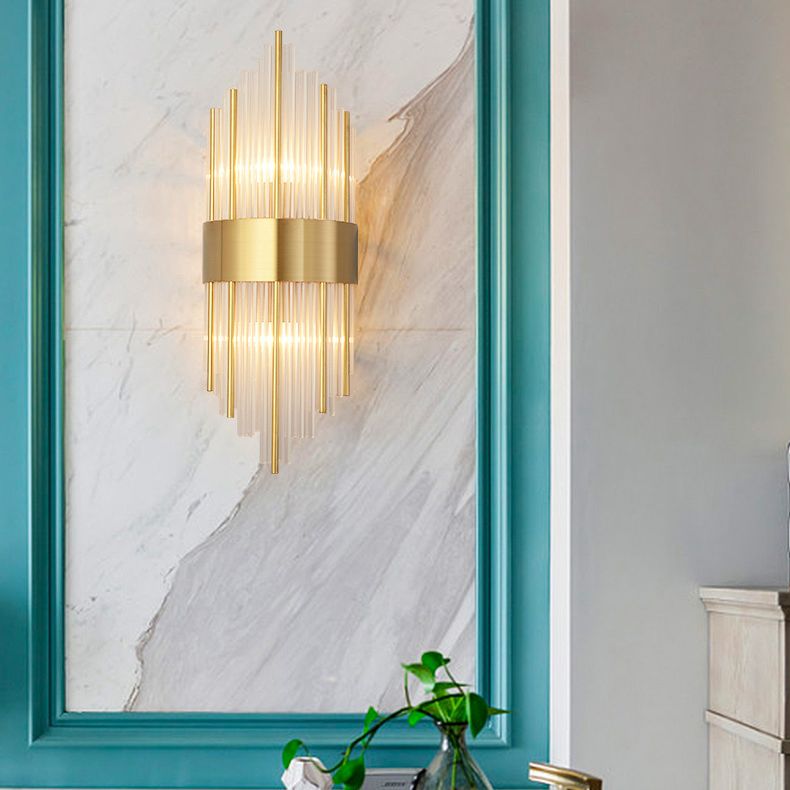 Lampada a parete in cristallo trasparente Lampada a parete moderna illuminazione a parete a 2 luci per hotel