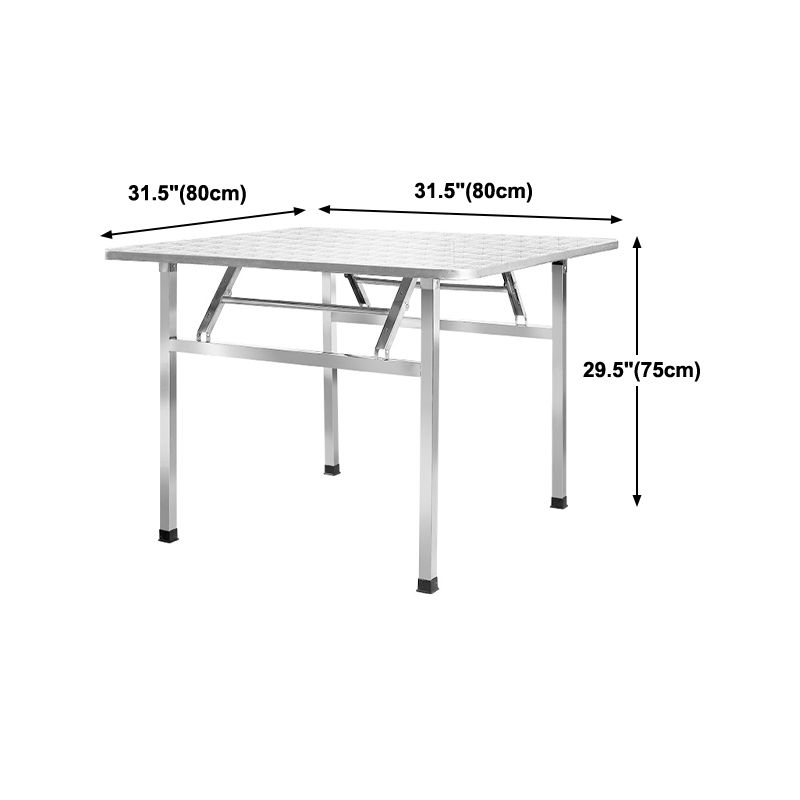 Industrial Square Stainless Steel Dining Table Standard Silver Dining Table for Kitchen