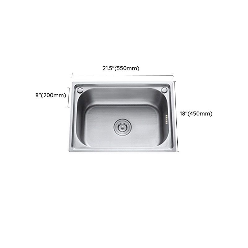 Single Bowl Kitchen Sink Stainless Steel Rectangle Sink with Basket Strainer