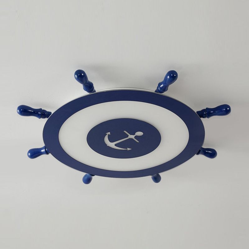 Circular Shape LED Ceiling Lamp Kids Style Iron 2 Lights Flush Mount for Bedroom