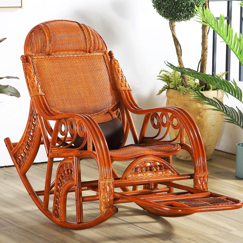 Wicker Traditional Rocking Accent Chair Spindle Rocking Chair for Living Room