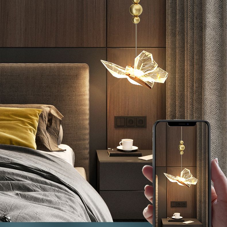 Gold Acrylic Down Lighting Pendant Contemporary 1-Light Ceiling Light for Bedroom