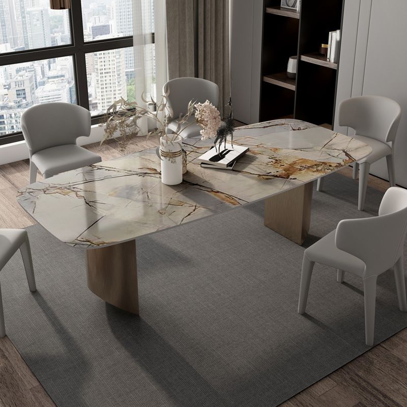 Luxurious 1/2/3/5/6 Pieces Rectangle Dining Set Sintered Stone Top Dinette Table Set