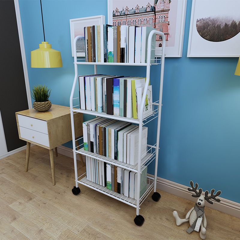 Contemporary Standard Bookshelf Open Back Metal Bookcase with Shelves
