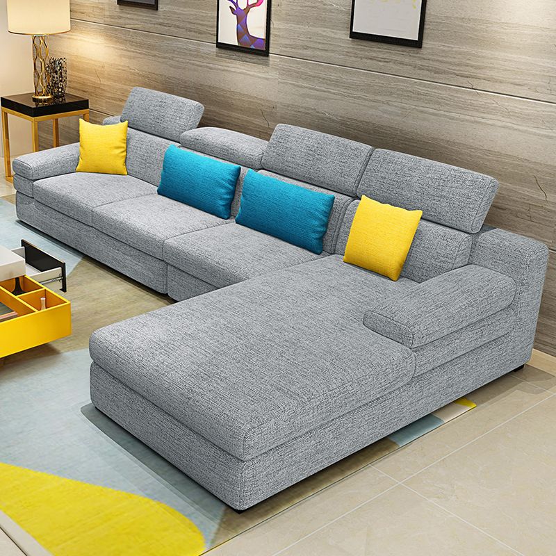 Contemporary Sofa L-Shape Sectional with Square Arm for Living Room