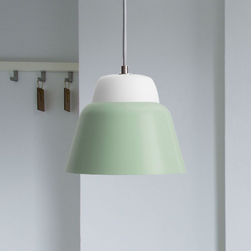 Cone Hanging Light Fixture Macaron Metal 1 Head 6.5"/10.5" Height Pink/Blue/Black Pendant Ceiling Light