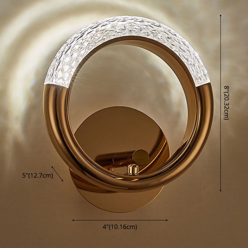 Lámparas de pared acrílica de círculo dorado lámpara de montaje de pared moderna de 1 luces para sala de estar