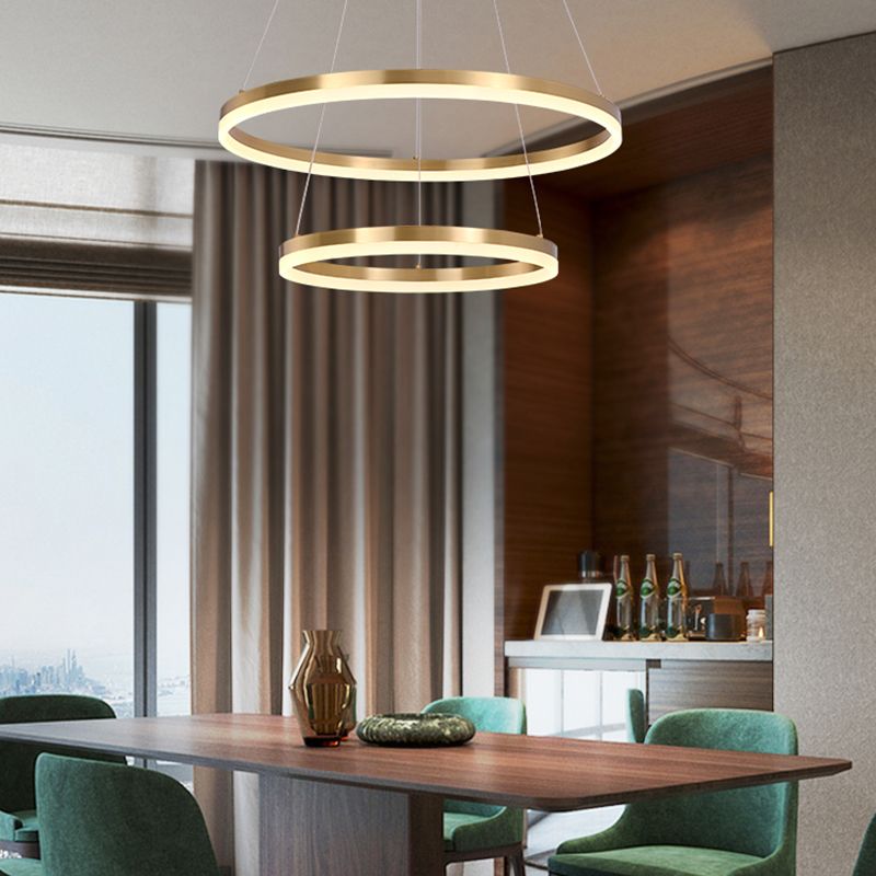 Fissaggi del lampadario a più luci di illuminazione anello moderno lampada appesa con ombra acrilica bianca