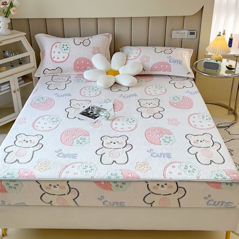 Modern Winter Bed Sheet Set Printed Flannel Fitted Sheet for Bedroom