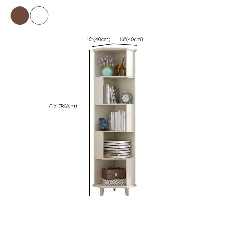 Corner Contemporary Bookshelf Wooden Closed Back Bookcase with Shelves