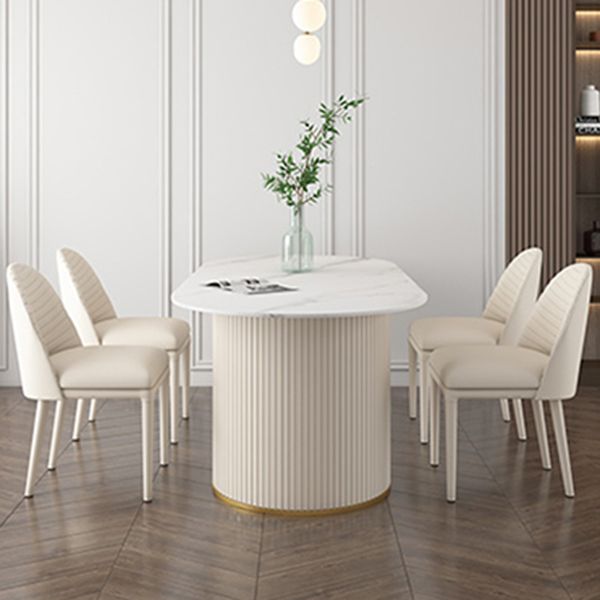 Metal Traditional Luxury Freeform Table Sintered Stone Table with Double Pedestal