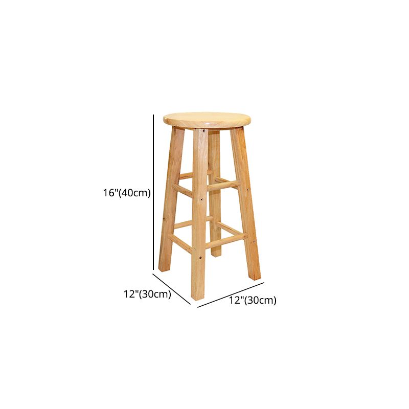 Modern Armless Backless Counter Stool Wood Cashier Bar Stool with Wooden Seat and Pedal