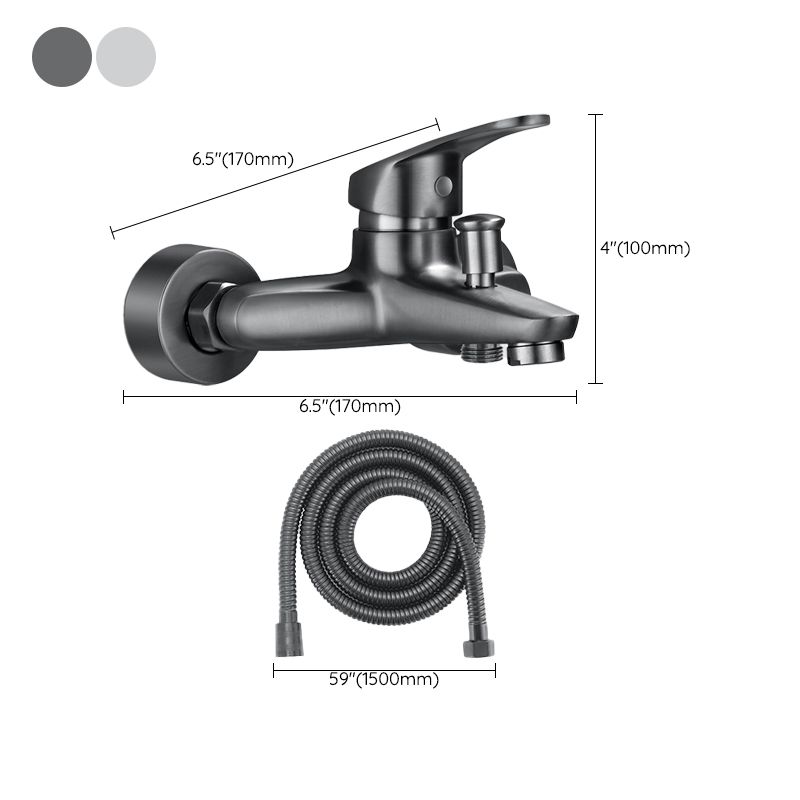 Low Arc Tub Faucet Hose Wall Mounted Single Lever Handle Tub Filler with Handshower