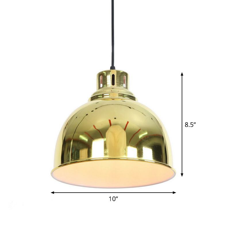 Iron Bell/Cone/Trumpet Pendant Light Kit Vintage 1 Head Living Room Down Lighting with Vent Hole in Gold