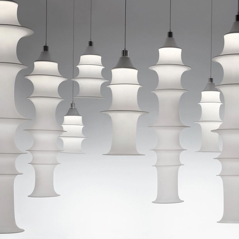 Multi-sections Silk Fabric Pendant Light Modern Style White 1-Light Suspension Lighting Fixture for Living Room