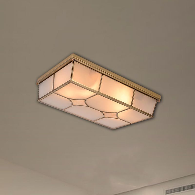Lampada da soffitto a incasso in vetro smerigliato a 3/6 luci Lampada da incasso classica per camera da letto rettangolare in ottone